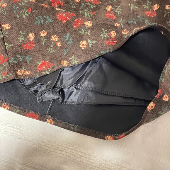 NWT Floral Corduroy A-Line Mini Skirt Brown - XS - Picture 7 of 11